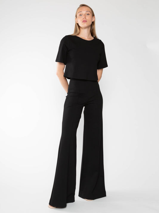 Ponte Knit Wide Leg Pant