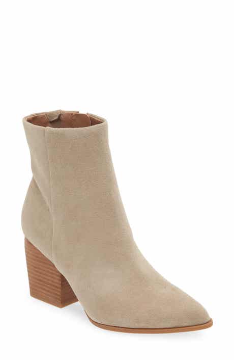 Alva Pointy Toe Bootie in Natural Suede