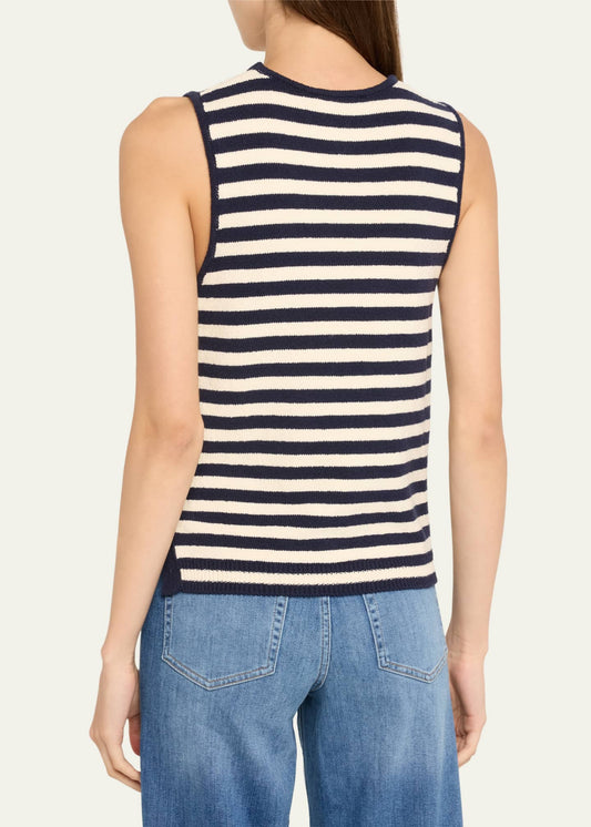 FRAME Mariner Sweater Tank in Navy Multi