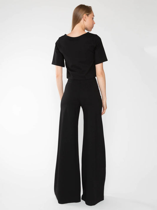 Ponte Knit Wide Leg Pant