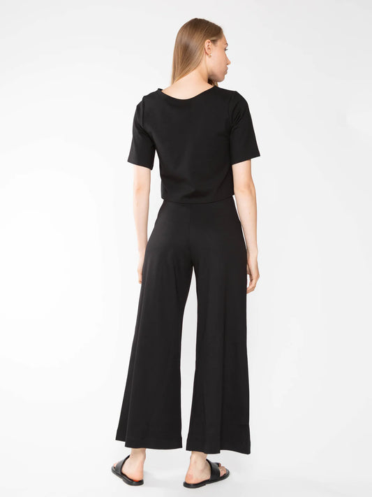 Ponte Knit Wide Leg Pant: Cropped